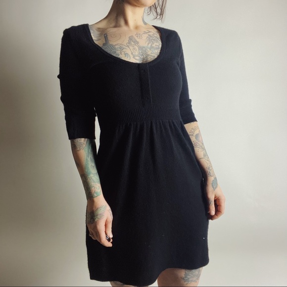Aqua Dresses & Skirts - AQUA Cashmere Half Sleeve Black Babydoll Dress Womens XS